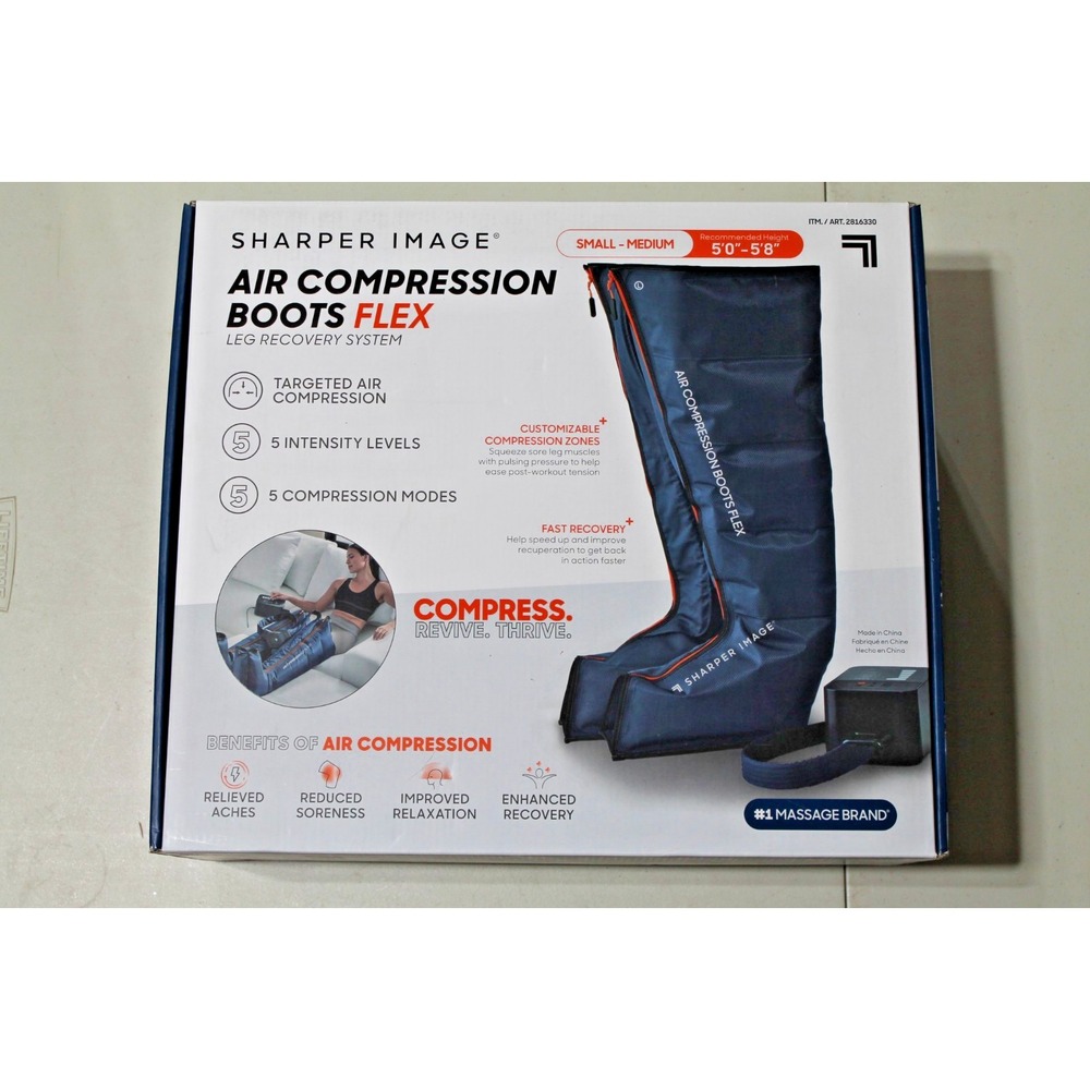 Sharper Image Air Compression Boots Flex Leg Recovery System S/M New Open Box